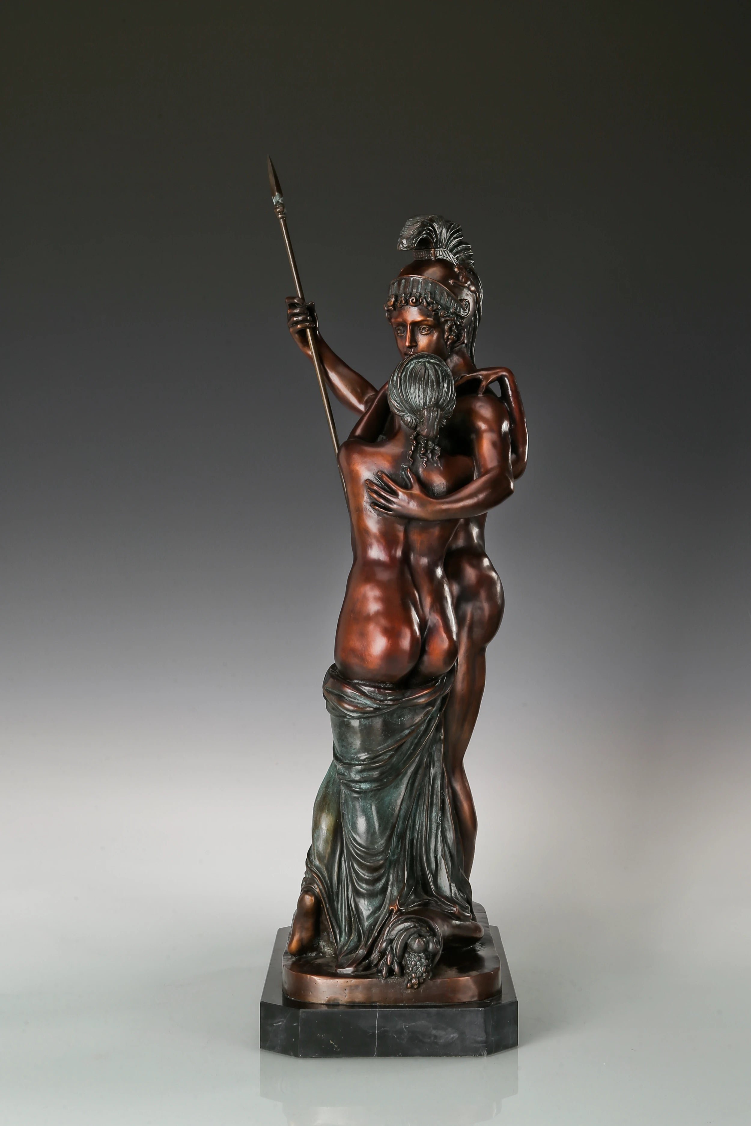 Classical Warrior Lovers Bronze Sculpture side view
