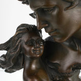 Close-up of couple facial expression in bronze sculpture