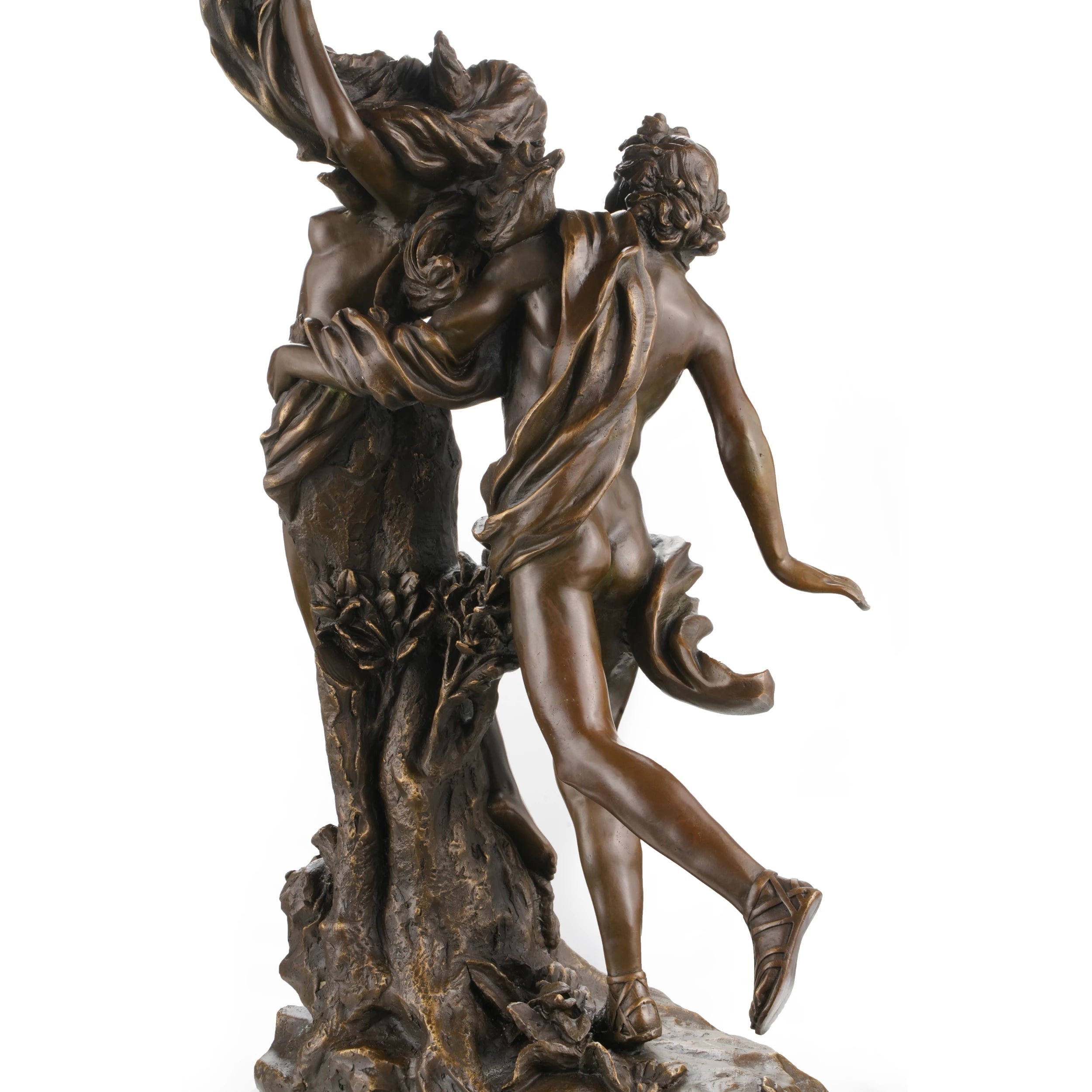 Close-up of Cupid and Psyche embrace in bronze