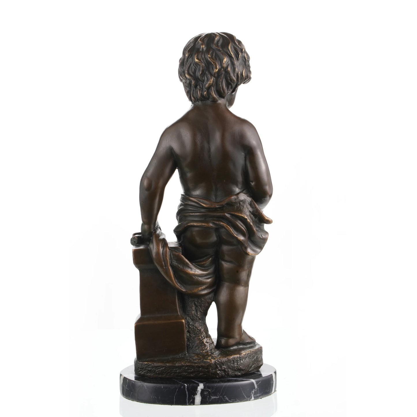Curly hair detail of cherub boy statue