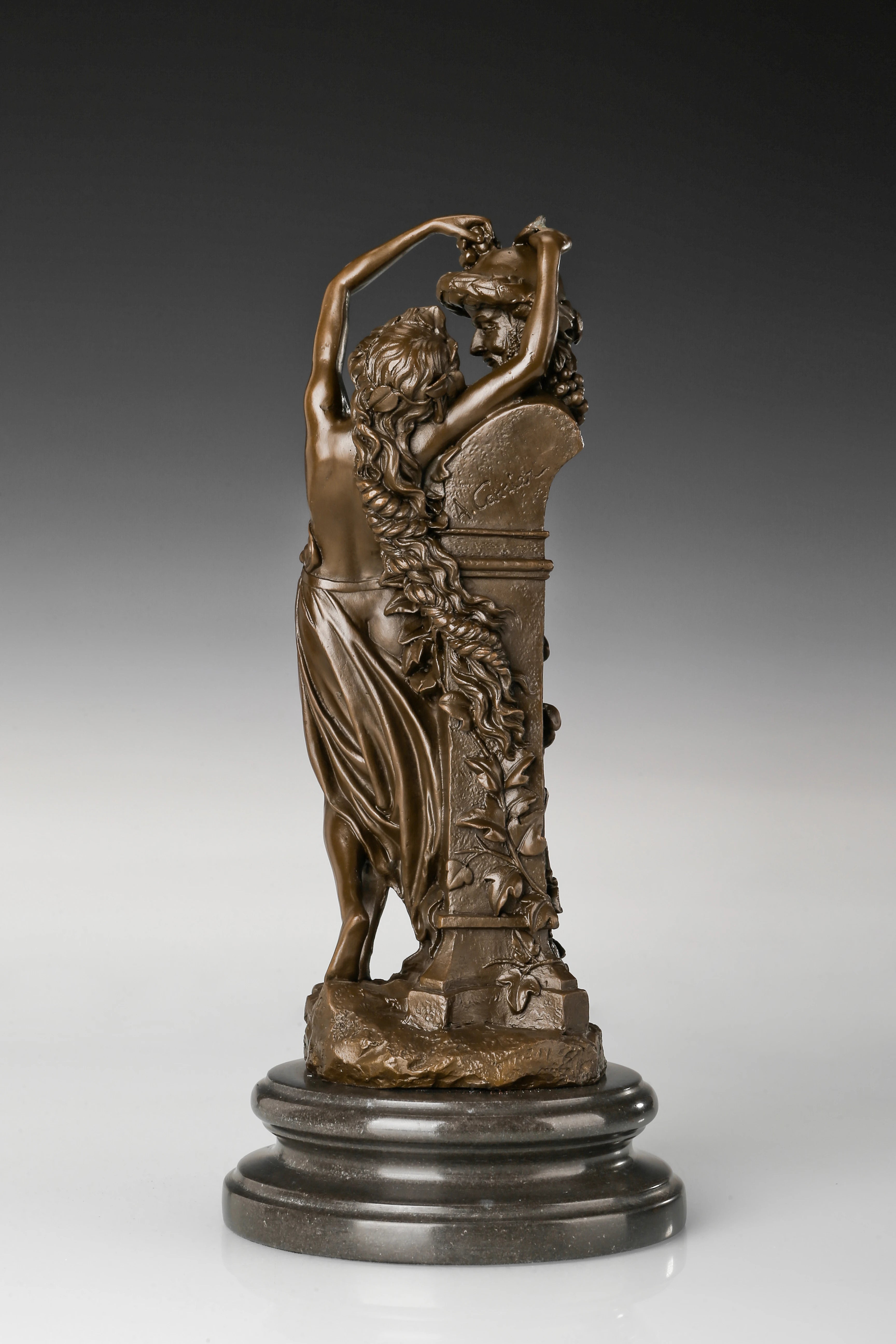 Dancing Women with Grapes Bronze Sculpture rear view