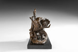 Descending Moose bronze sculpture detail view