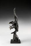 Dynamic bald eagle bronze sculpture in a powerful diving pose with marble base. A striking wildlife statue symbolizing strength, freedom, and leadership.