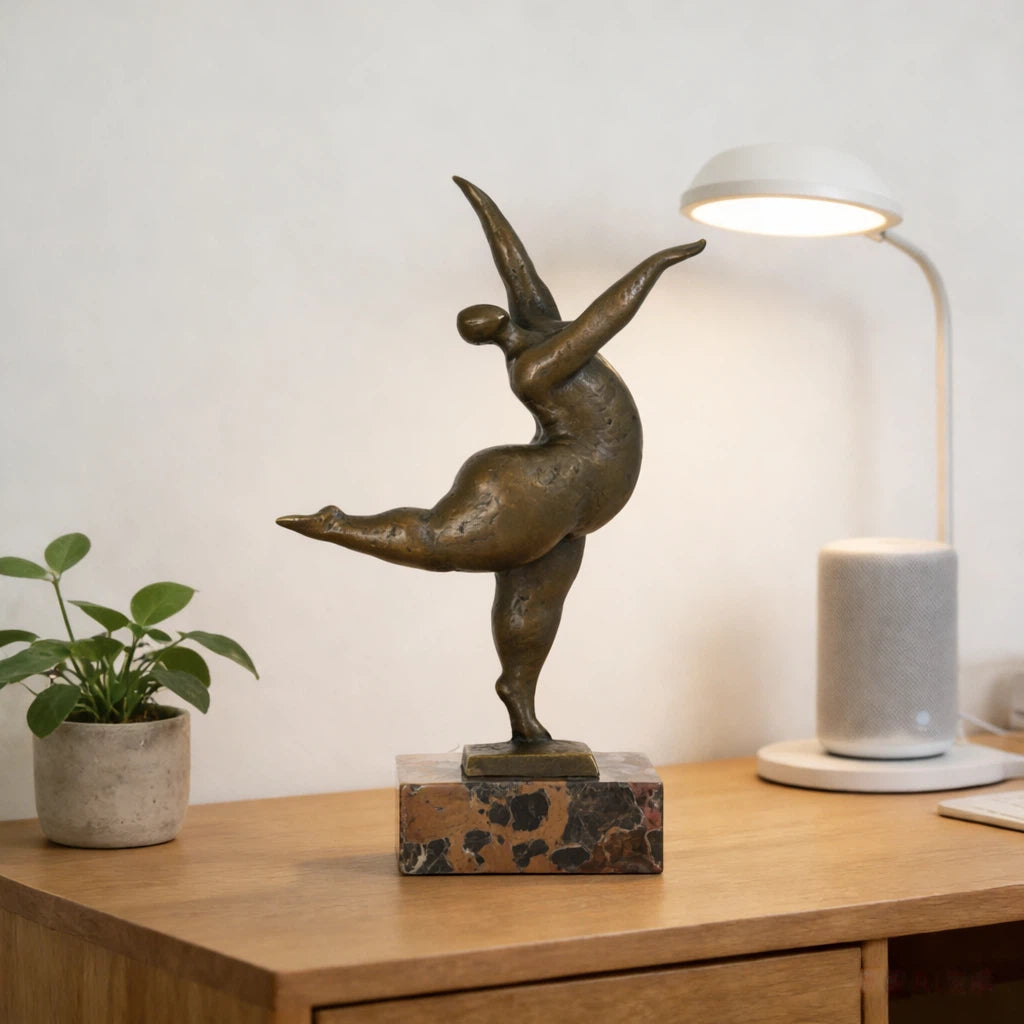 24cm/9.4inH |Handcrafted Abstract Modern Bronze Dancing Figure Statue –Voluptuous Art Sculpture|TPE-736S