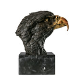 bald eagle bronze bust sculpture with detailed feathers and marble base. A powerful wildlife statue symbolizing freedom, strength, and leadership.