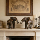 Elegant pair of bronze elephant statues crafted with lost-wax casting. Symbolizing harmony, strength, and prosperity—perfect for luxury home decor or art collections.
