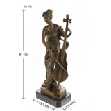 Art Nouveau female cellist bronze statue on marble base