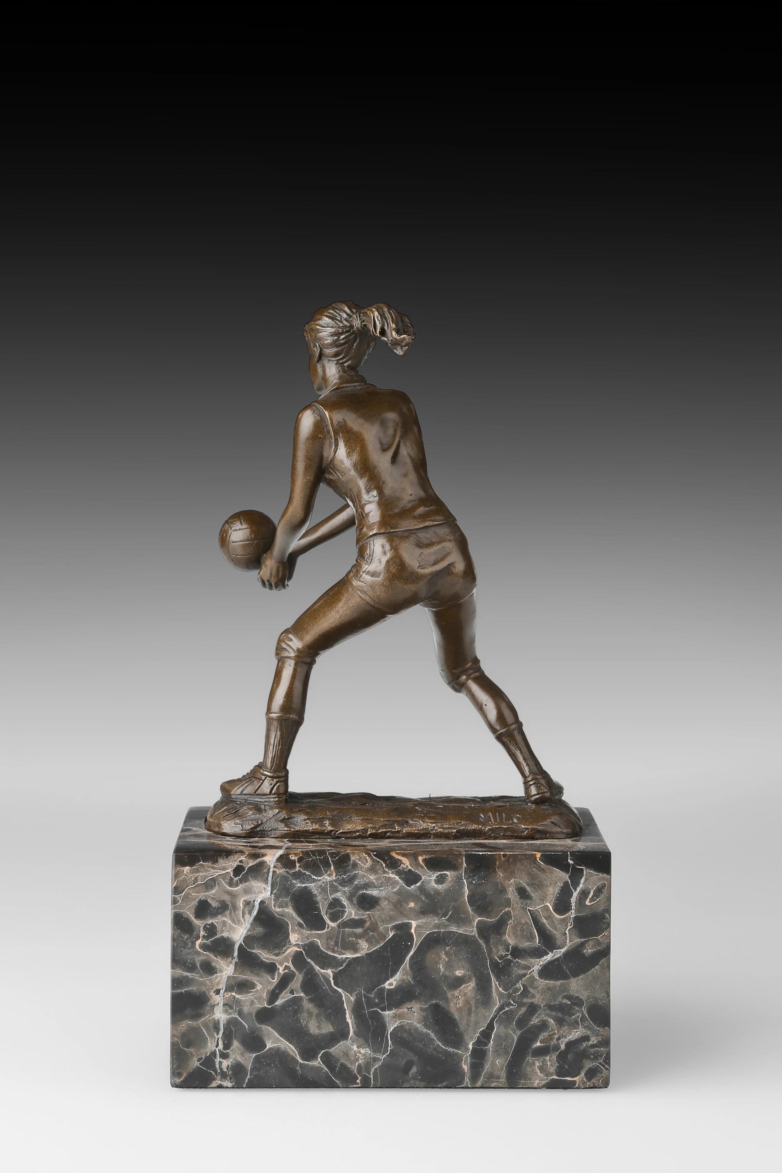 Female volleyball Player Bronze Sculpture rear view