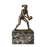 Female Volleyball Player Bronze Sculpture on a white background