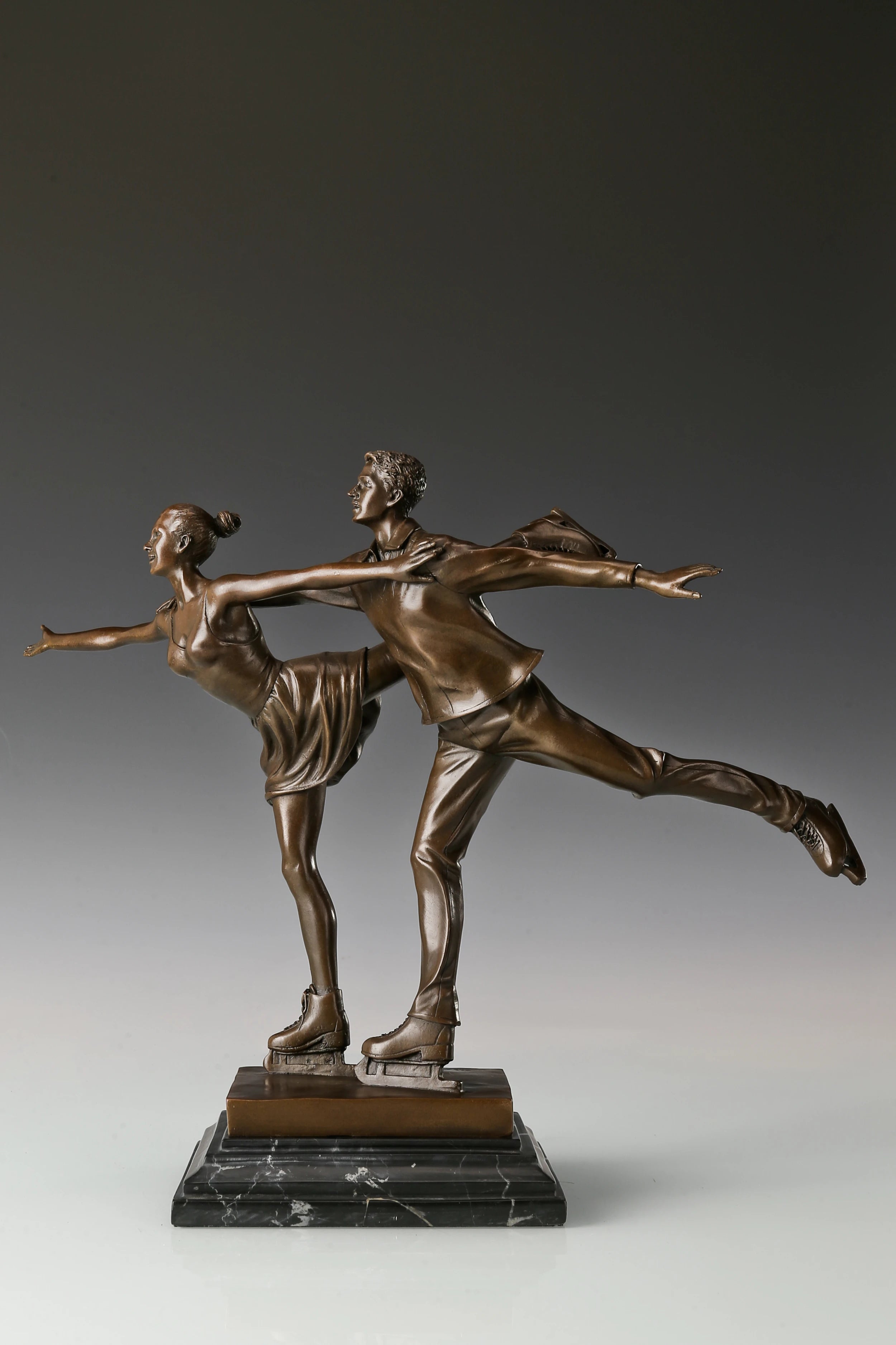 Figure Skating Pair Bronze Sculpture front view