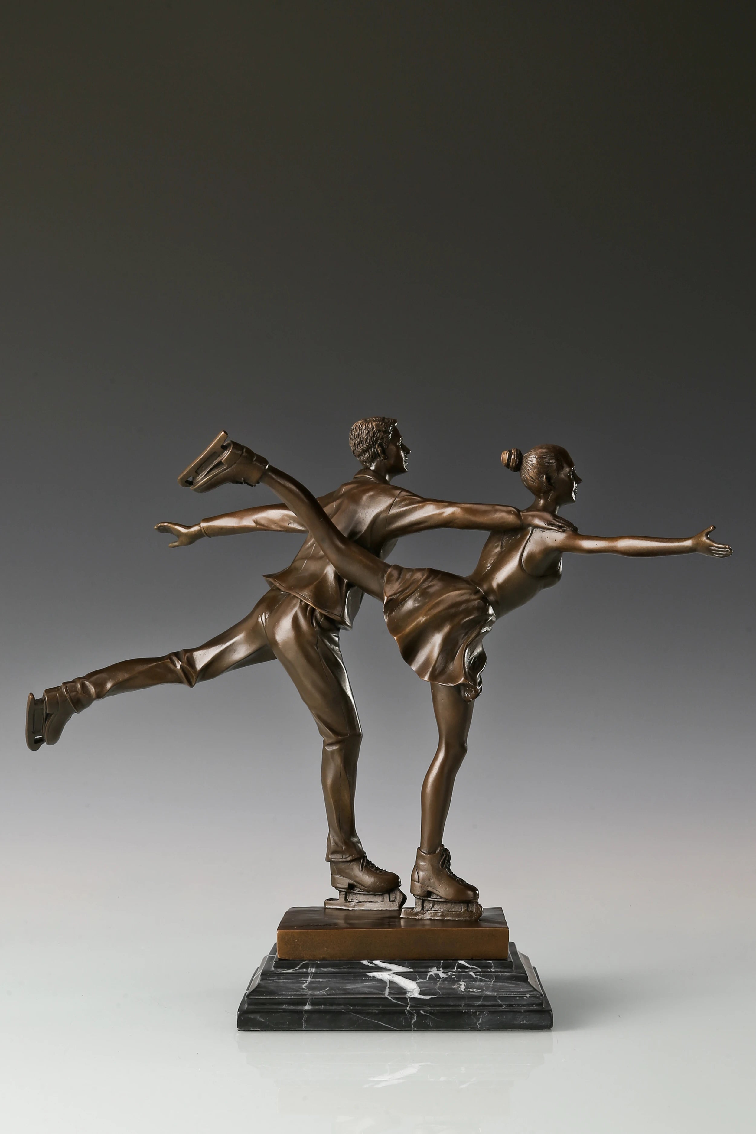 Figure Skating Pair Bronze Sculpture rear view