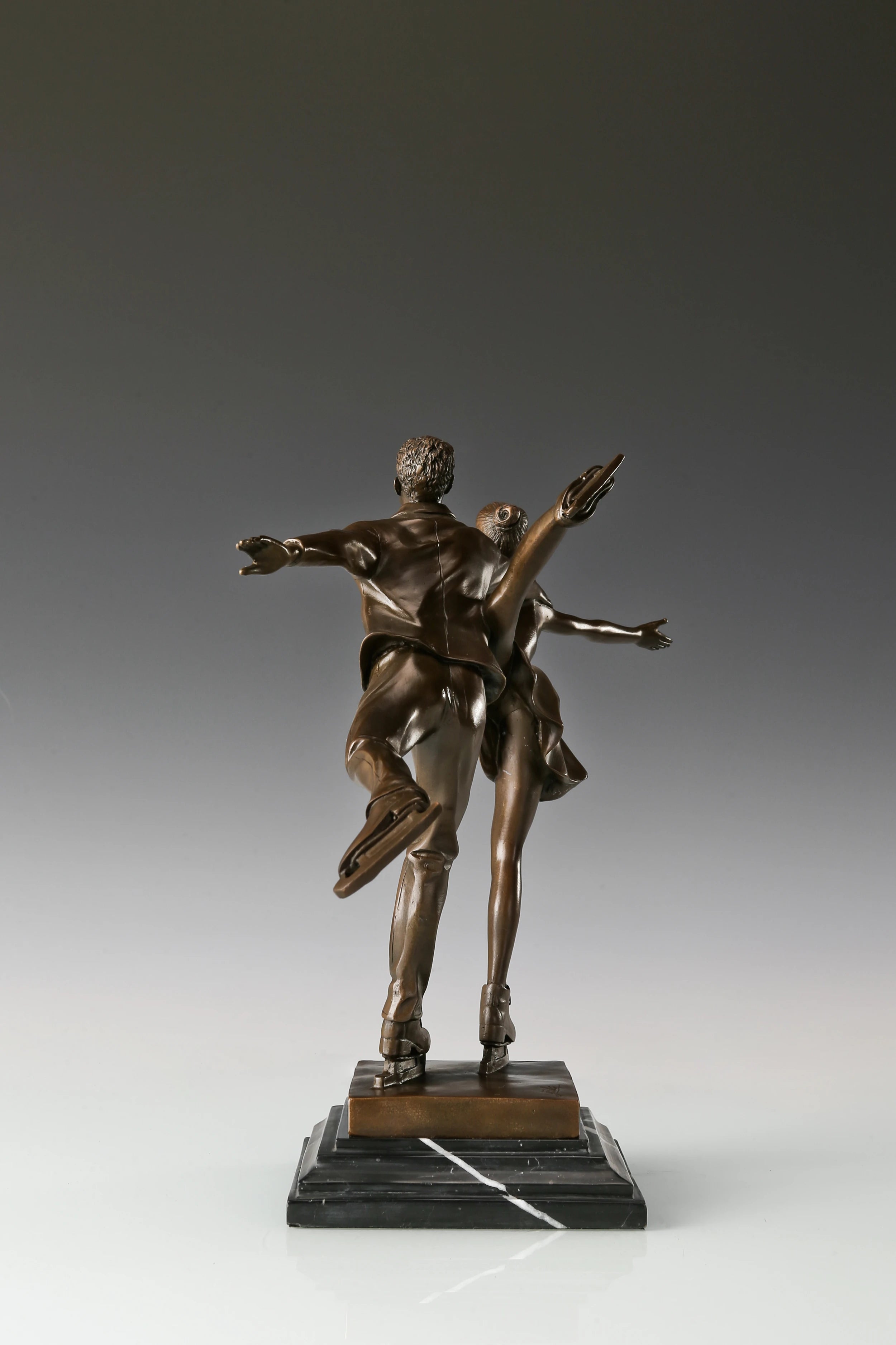 Figure Skating Pair Bronze Sculpture side view