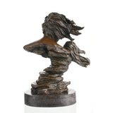 Flowing hair detail in romantic sculpture
