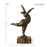 Free flow dancing figure bronze sculpture with expressive pose and voluptuous form, modern art decor