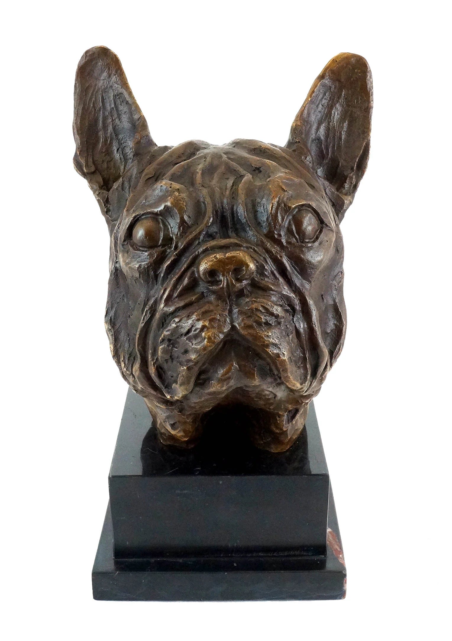 French Bulldog Bust Bronze Sculpture sculptural detail