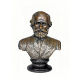 Handcrafted Giuseppe Verdi bronze bust with detailed beard, formal attire, and classical portrait styling