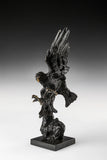 Dynamic bald eagle bronze sculpture in a powerful diving pose with marble base. A striking wildlife statue symbolizing strength, freedom, and leadership.