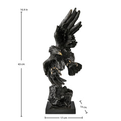 Dynamic bald eagle bronze sculpture in a powerful diving pose with marble base. A striking wildlife statue symbolizing strength, freedom, and leadership.