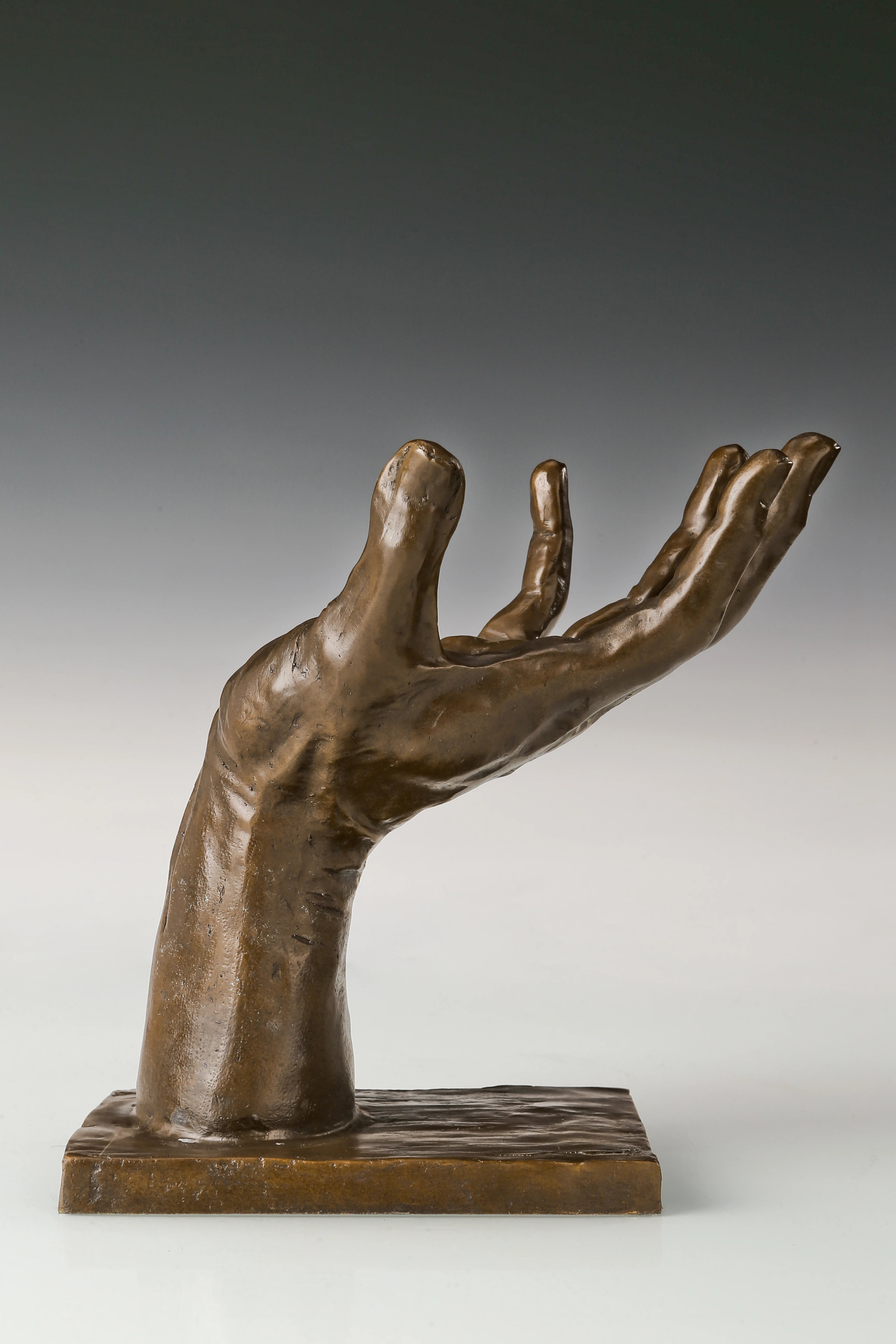 Helping Hand Surreal Bronze Sculpture side view