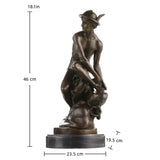 Hermes bronze sculpture with winged hat on marble base