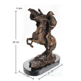 Powerful bronze Napoleon Bonaparte crossing the Alps sculpture, rearing horse equestrian statue on oval black marble base, loss wax casting historical fine art reproduction.