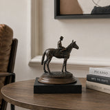 Horse and Rider Bronze Sculpture displayed in a modern interior