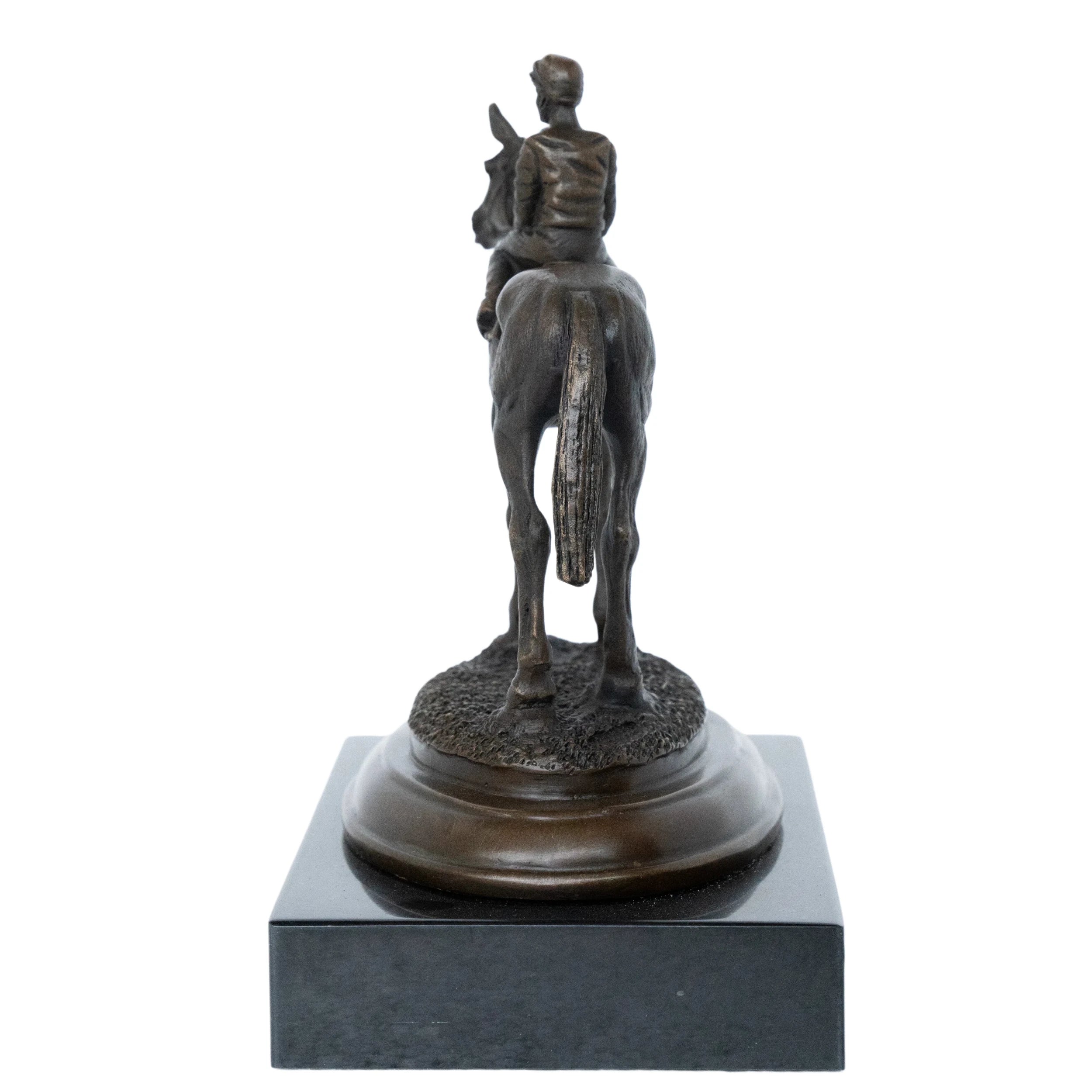 Horse and Rider Bronze Sculpture side view