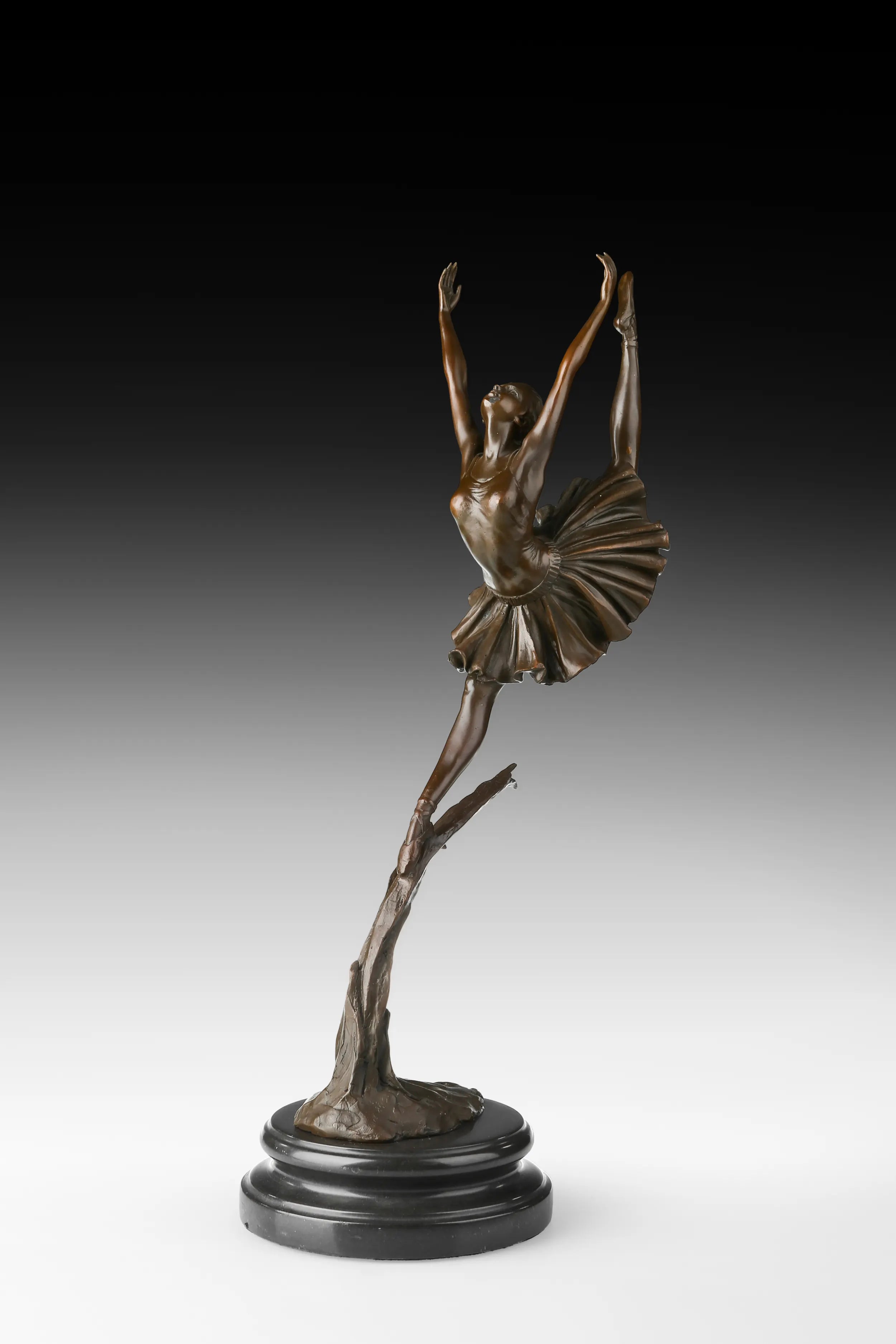 Leaping Ballerina bronze sculpture patina detail