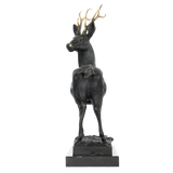 Looking-Back Stag bronze sculpture three-quarter view
