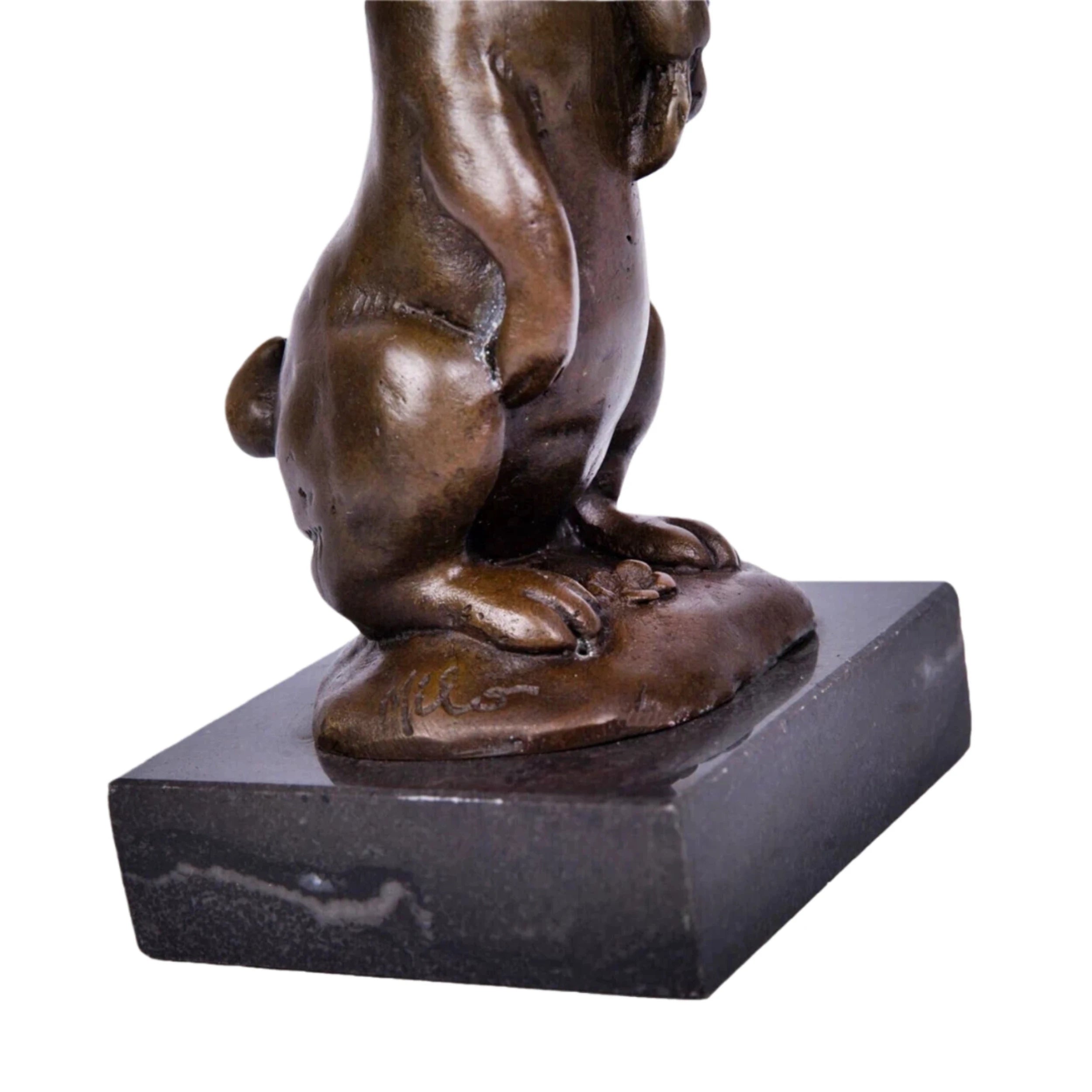 Looking-Up Rabbit Bronze Sculpture opposite angle