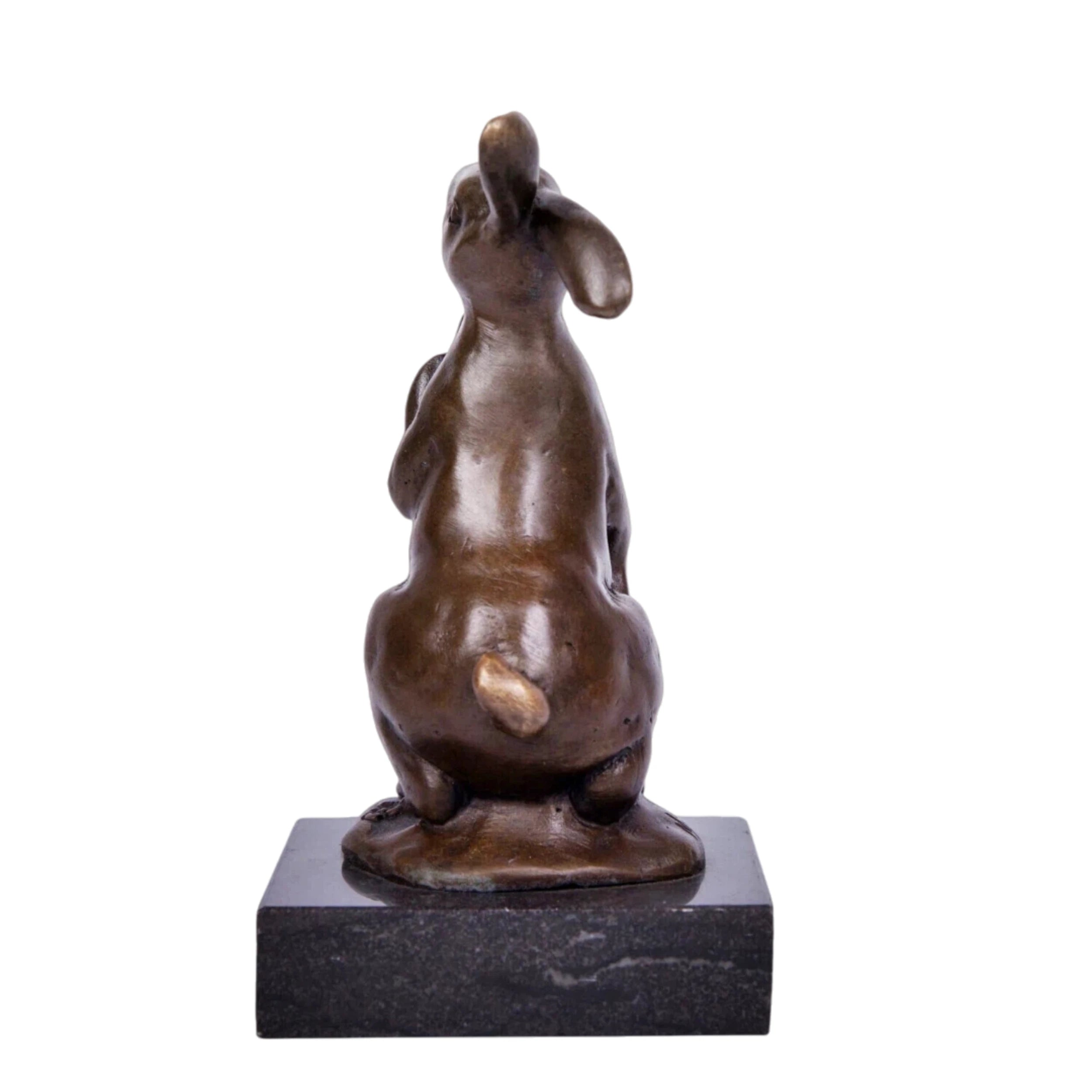 Looking-Up Rabbit Bronze Sculpture side view