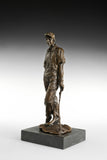 Male Golfer bronze sculpture, three-quarter studio view