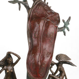 Melting clock detail in surreal bronze sculpture