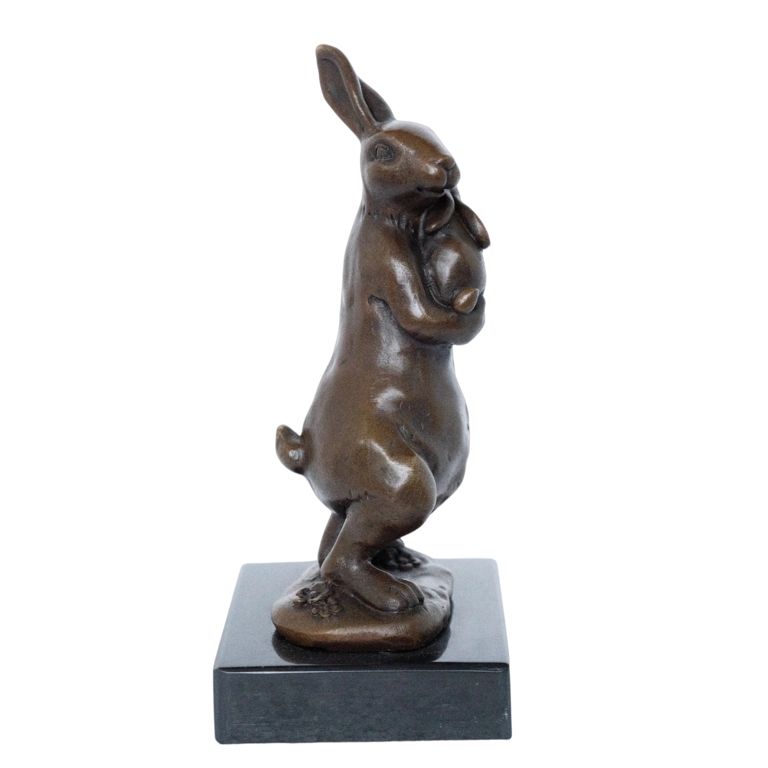 Mother Rabbit and Bunny Bronze Sculpture front view