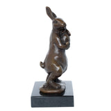 Mother Rabbit and Bunny Bronze Sculpture front view