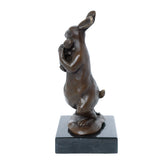 Mother Rabbit and Bunny Bronze Sculpture side view