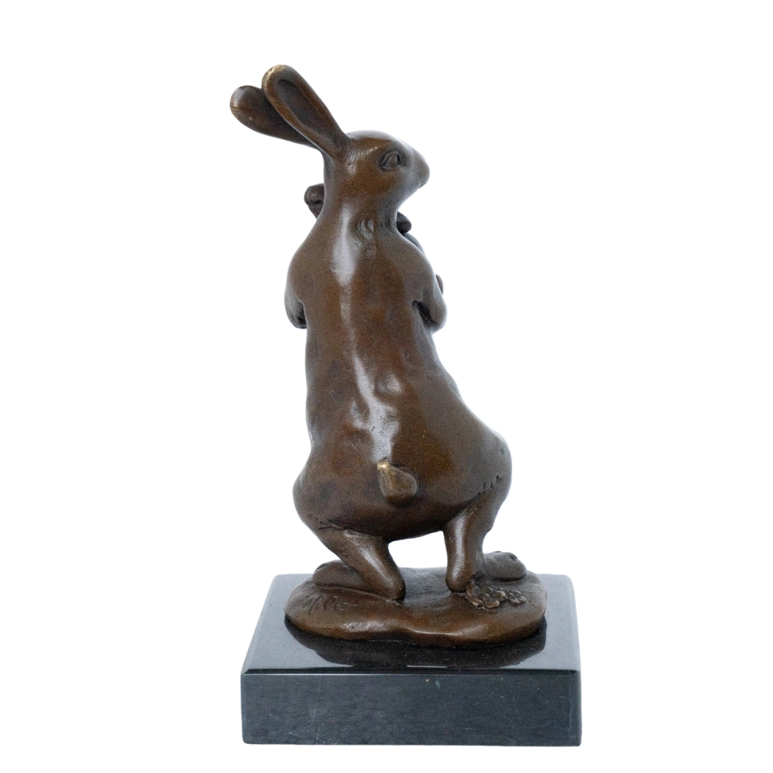 Mother Rabbit and Bunny Bronze Sculpture three-quarter view