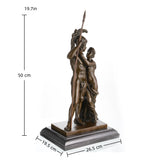 Mars and Venus bronze sculpture depicting love conquering war, mythological God and Goddess statue on stepped black marble base, loss wax casting classical fine art.