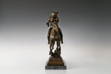 Handcrafted bronze Native American horse rider statue on a galloping horse