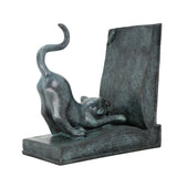 Playful Cat Bookend I bronze sculpture three-quarter view