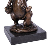 Rabbit Holding Acorn Bronze Sculpture rear view