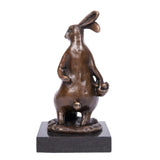 Rabbit Holding Acorn Bronze Sculpture three-quarter view