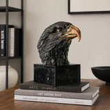 Highly detailed bald eagle head bronze sculpture with gilded beak and piercing gaze. A bold symbol of power, vision, and leadership.