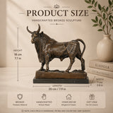 Standing bronze bull sculpture with realistic detail and strong grounded posture