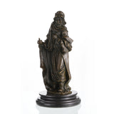 Biblical Magus bronze statue with marble base, wise man holding ceremonial vessel