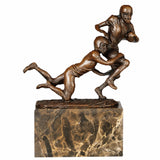 Rugby Tackle Bronze Sculpture on a white background