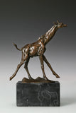 Running Giraffe bronze sculpture front view