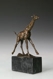 Running Giraffe bronze sculpture three-quarter view