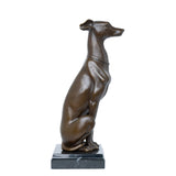 Seated Greyhound Bronze Sculpture front view