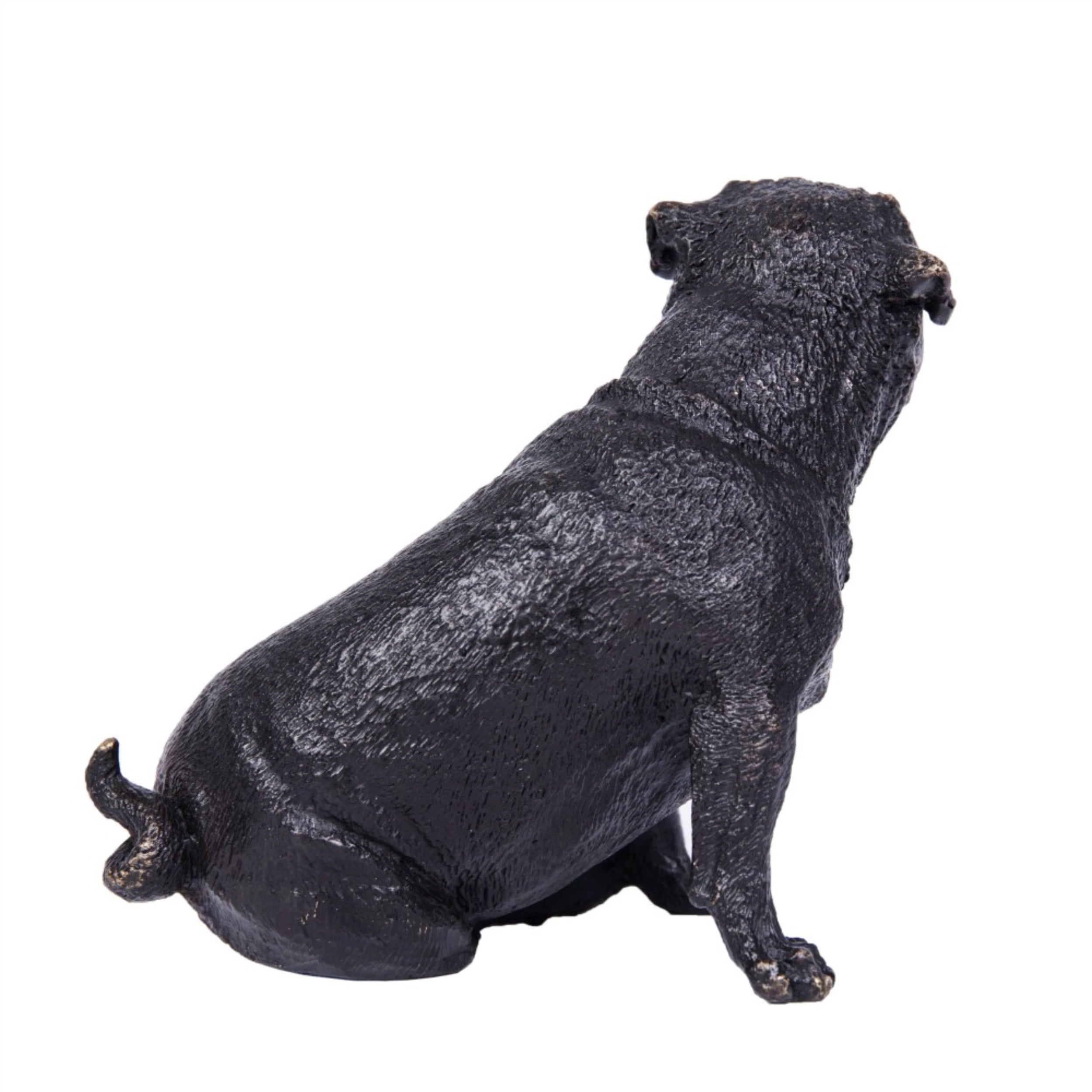 Seated Pug Bronze Sculpture three-quarter view
